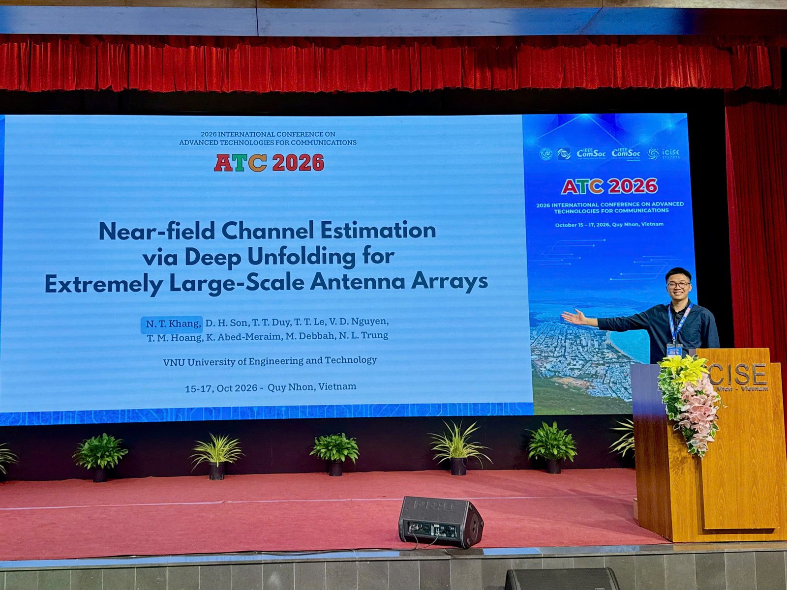 Master's student Nguyen The Khang presenting at the ATC 2026 conference